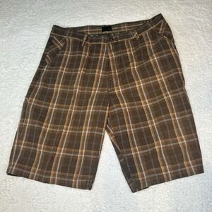 Reef Cargo Shorts 11" Brown Plaid Pattern Mens Size 36 - 38‎